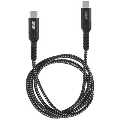Кабель зарядки/синхронизации 1м 240Вт плетеный черный 2E Type-C USB-C > USB-C 33102 фото