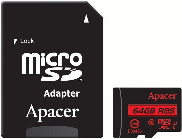 Карта пам'яті для домофону microSDXC Apacer 64 GB class 10 UHS-1 SD64C10Ad фото