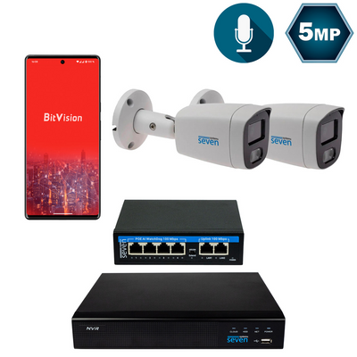 Комплект відеоспостереження на 2 циліндричні 5 Мп IP-камери SEVEN IP-7225W2-5MP IP-7225W2-5MP фото