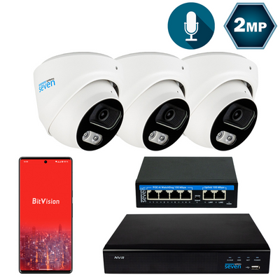 Комплект відеоспостереження на 3 купольні 2 Мп IP-камери SEVEN IP-7212W3-2MP IP-7212W3-2MP фото