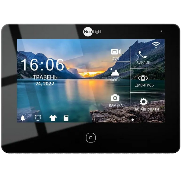Комплект видеодомофону NeoLight NeoKIT ALPHA HD WF BLACK + панель вызова Prime FHD (Pro)  30322 фото