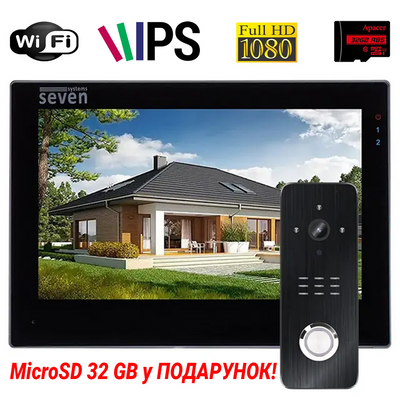 Комплект Wi-Fi домофона 7 дюймов с вызывной панелью SEVEN DP-7577/07Kit black 1890480280 фото