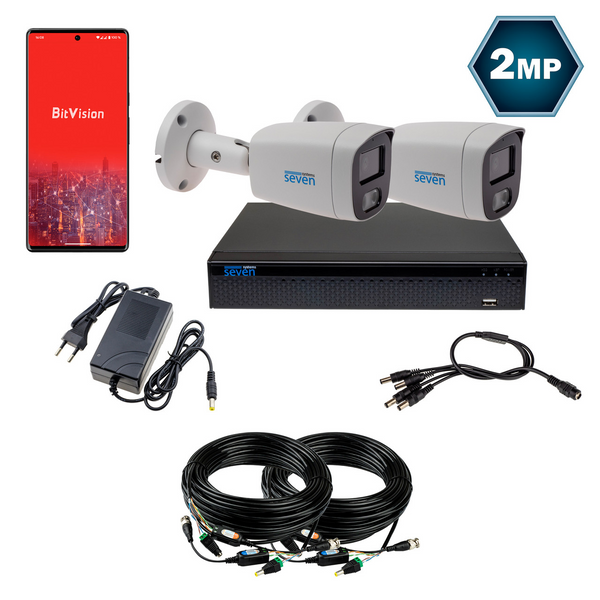 Комплект відеоспостереження на 2 циліндричні 2 Мп аналогові камери SEVEN KS-7622O-2MP KS7622O2MP фото