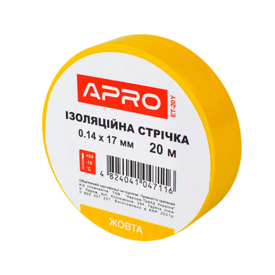 APRO 0.14х17&nbsp;мм&nbsp;20&nbsp;м Изоляционная лента желтая 28075 фото