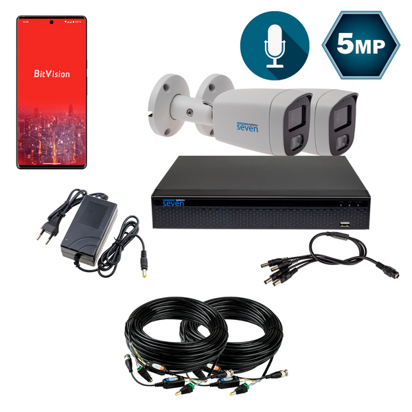 Комплект видеонаблюдения на 2 цилиндрические 5 Мп аналоговые камеры SEVEN KS-7622O-5MP KS7622O5MP фото
