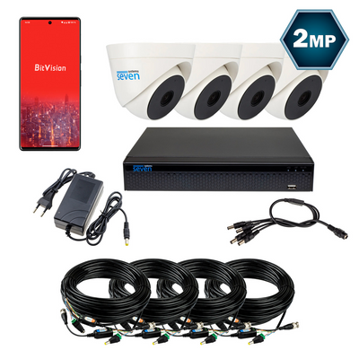 Комплект видеонаблюдения на 4 купольные 2 Мп аналоговые камеры SEVEN KS-7614I-2MP KS7614I2MP фото