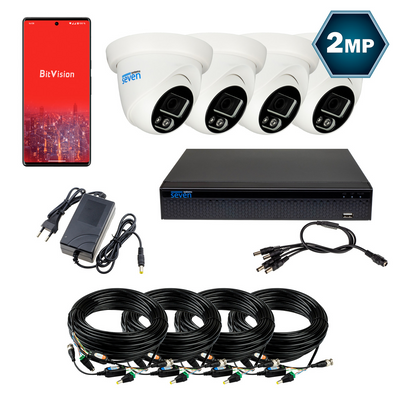 Комплект видеонаблюдения на 4 купольные 2 Мп аналоговые камеры SEVEN KS-7614OW-2MP KS7614OW2MP фото