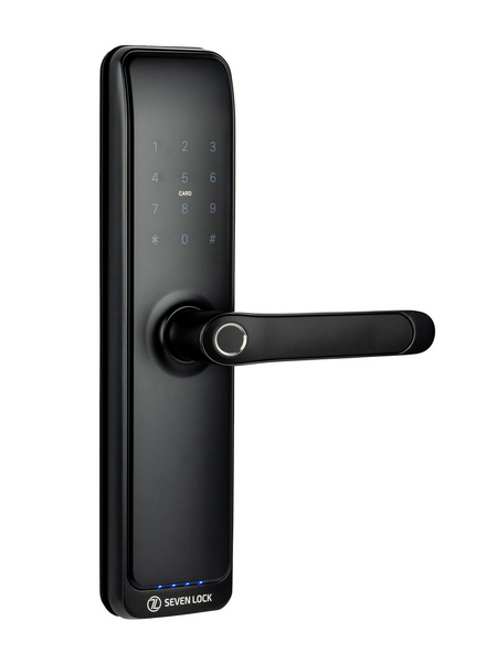 Умный дверной биометрический замок SEVEN LOCK SL-7767BFW black (врезная часть 6068 auto close) 1735485783 фото