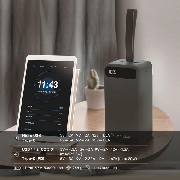 TITANUM 741S 22.5W Black 50000mAh Повербанк 31477 фото