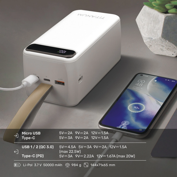 TITANUM 741S 22.5W White 50000mAh Повербанк 31478 фото