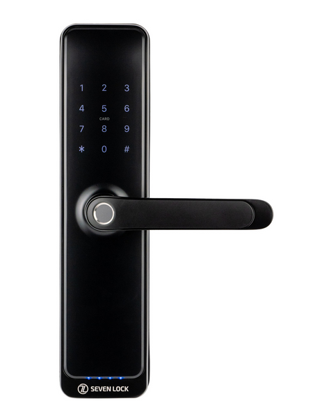 Розумний дверний біометричний замок SEVEN LOCK SL-7767BFW black (без врізної частини) 2126202209 фото