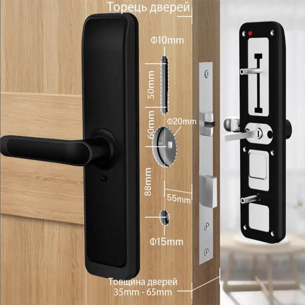 Розумний дверний біометричний замок SEVEN LOCK SL-7767BFW black (без врізної частини) 2126202209 фото
