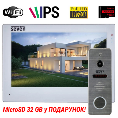 Комплект Wi-Fi домофона 7 дюймів з панеллю виклику SEVEN DP-7577/04Kit white 1640487659 фото