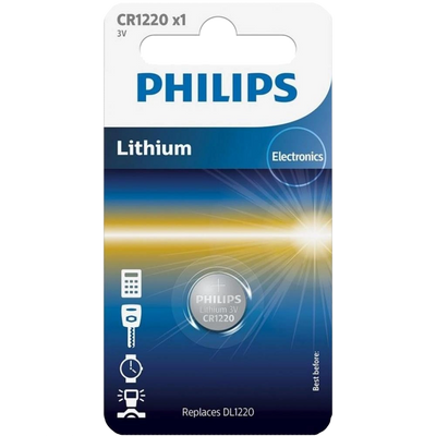 Philips CR1220 Батарейка літієва блістер, 1 шт 29653 фото