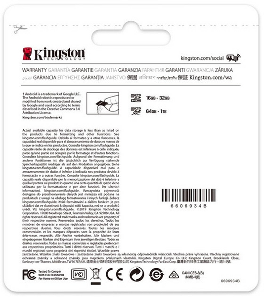 Карта пам'яті для домофону microSDXC Kingston Canvas Select Plus 64 GB Class 10 А1 UHS-1 SD64C10Kd фото